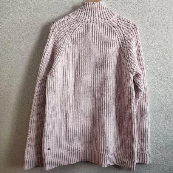 Lululemon Sweater Womens 10 Pink Cable Knit Mock Neck Pullover Cotton Nylon - Picture 5 of 9